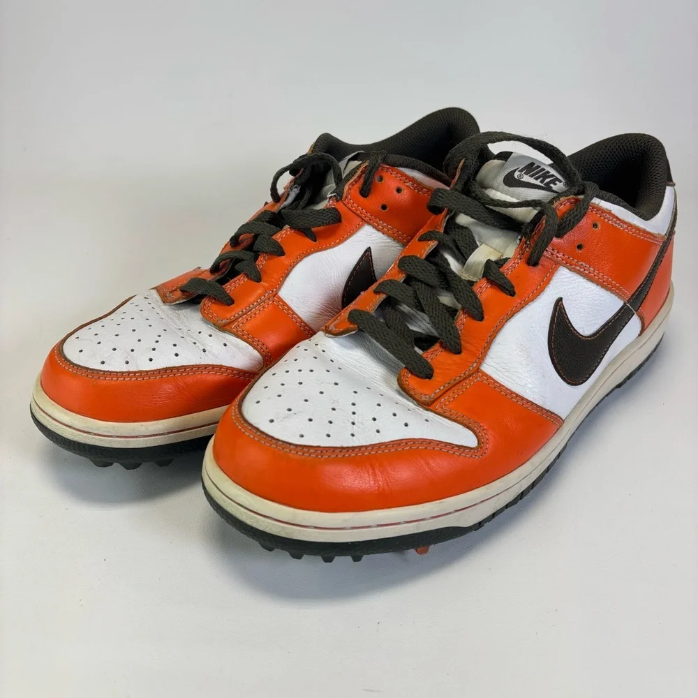 Nike SB Dunk Air White Orange Olive Mens Golf Shoes 484294-101‎ RARE